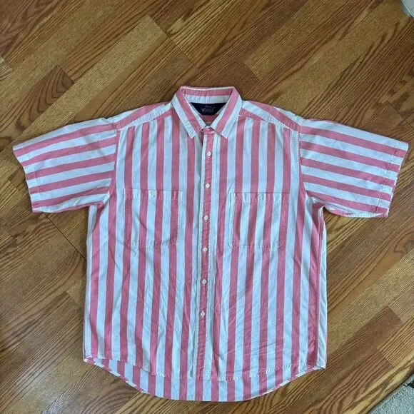 Woolrich Short Sleeve Button Front Red Stripe Cotton Shirt Womens XL - Picture 4 of 5